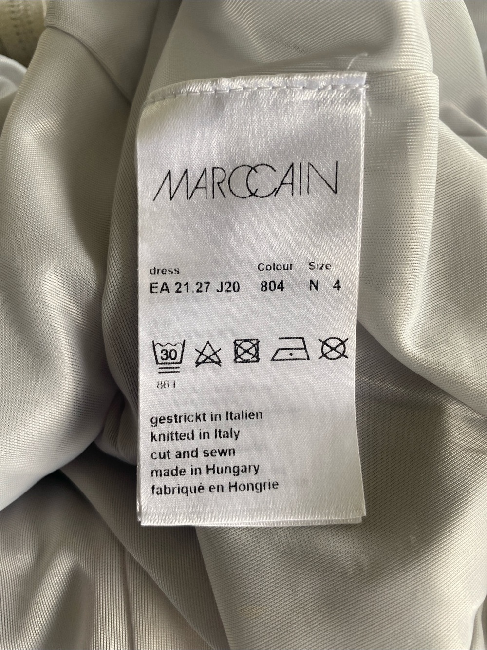 Marc Cain Faux Suede Fit & Flare Dress Neutral Beige Short Sleeve Minimalist - Picture 12 of 14